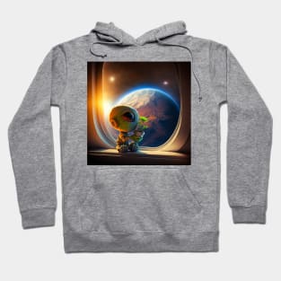 Cute Alien holding a green plant - We come in peace Hoodie